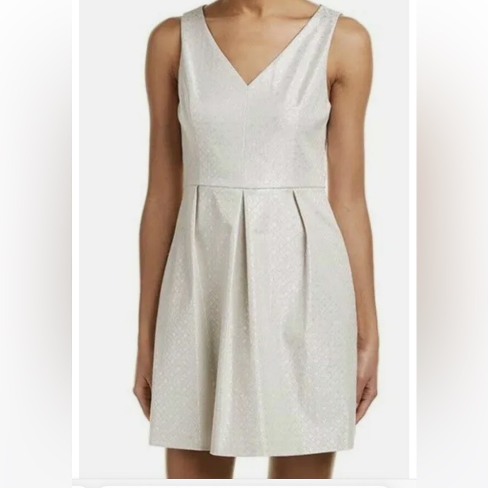 CeCe Shiny Cream Cocktail Dress
